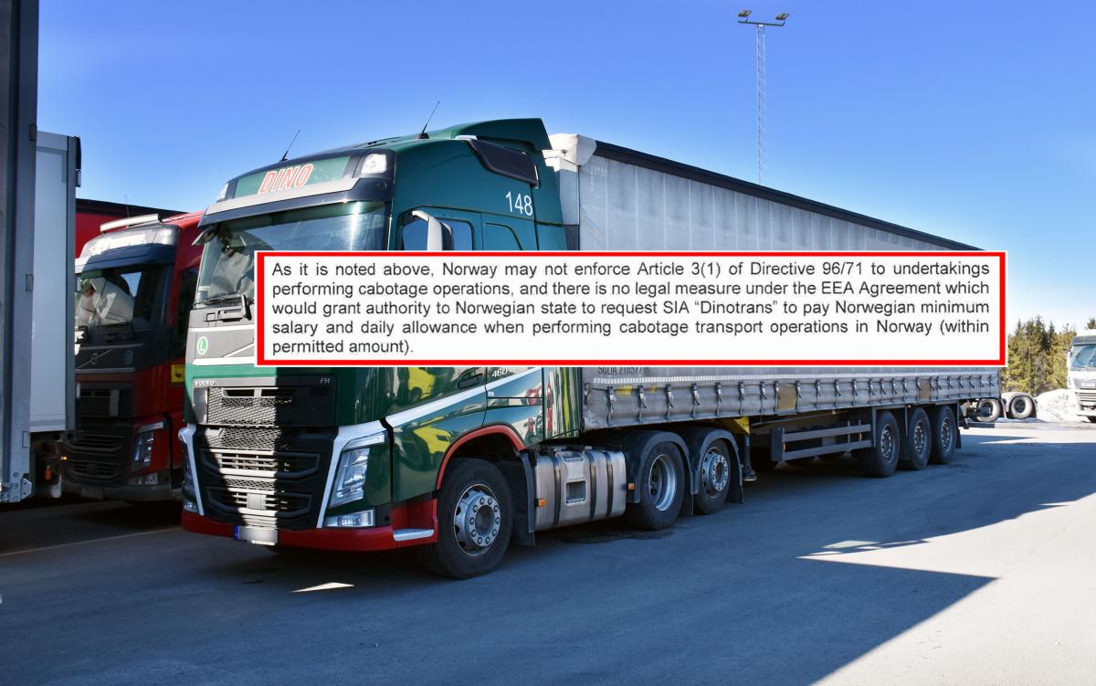 Dinotrans mener norsk minstelønn er ulovlig
