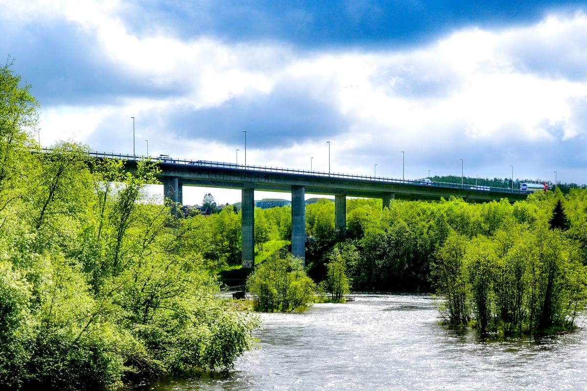 Anleggsarbeid på E6 Kroppanbrua i Trondheim