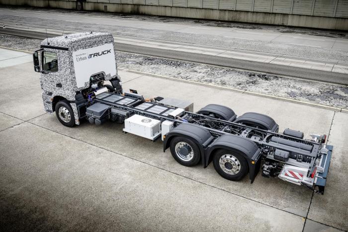 MELLOM RAMMEVANGENE: Batteriene er plassert inne i rammen.  (Foto: Daimler)