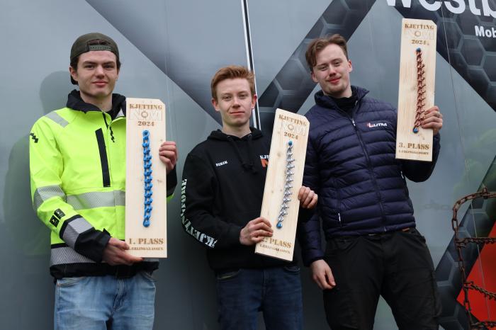 VINNERE AV LÆRLINGKLASSEN: Fra Venstre: Mats Tesdal (gull), Eirik T. Paulsen (sølv) og Trygve I. Bergsbakken (bronse). Foto: Elisabeth Nodland