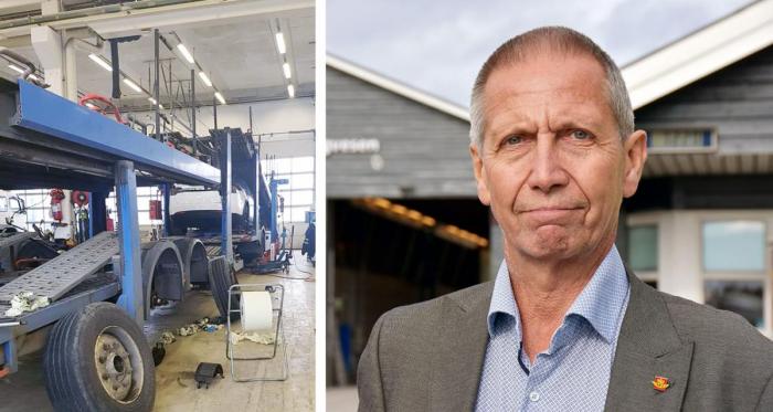 Til venstre: Tilhengeren på denne Tesla-transporteren var i praksis helt uten bremser. Alle måtte byttes før lastebilen fikk kjøre videre. Vegdirektør Terje Moe Gustavsen grep direkte inn i Tesla-saken. Foto: Glenn Stian Hjerthen / Stein Inge Stølen