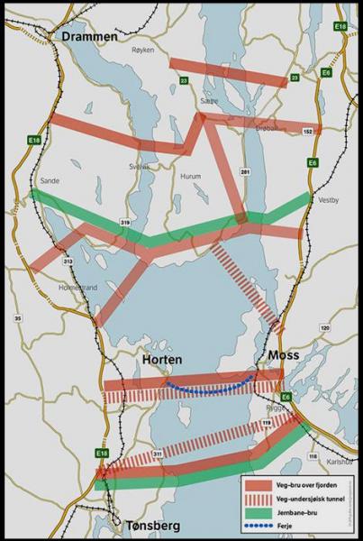 MULIGHETENE: Dette er de alternativene som synes mulig nå. Kart: Statens vegvesen