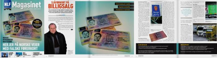 AVSLØRT: NLF Magasinet avslørte at det er enkelt å skaffe seg falske papirer. 80 Euro er alt som skal til. Faksimile: NLF Magasinet nr. 1 - 2014