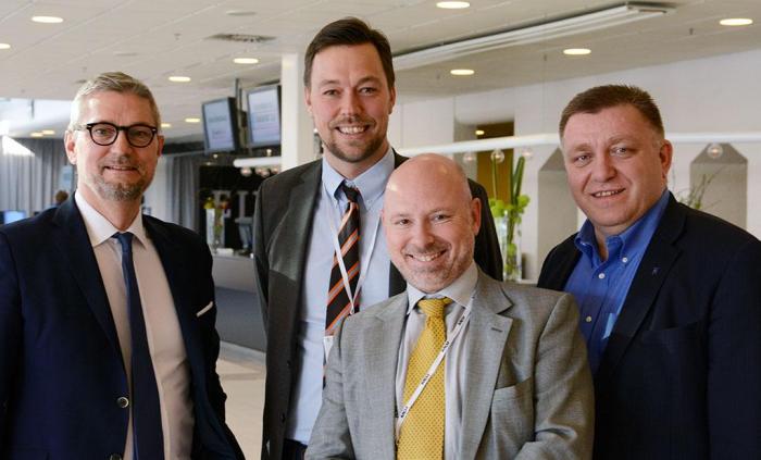 NLA-ledelsen: Erik Østergaard fra DTL, Richard Gegö i SÅ, Søren Hylstrup Larsen og administrerende direktør i NLF, Geir A. Mo