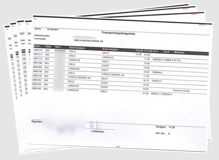 Med bunke på bunke av oppdragslister fra Postnord kan Sandra Latotinaite vise at timelistene Vlantana Norge benytter til lønnsberegning, ikke samsvarer med faktiske kjørte timer.