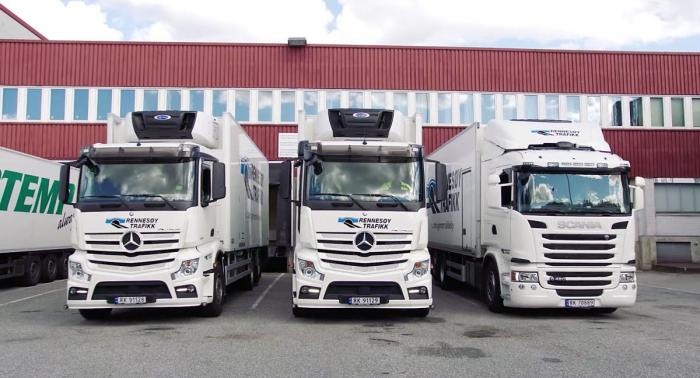 Rennesøy Trafikk holder til på Mosterøy og spesialiserer seg på lokaldistribusjon. Foto: Skjermdump, Youtube