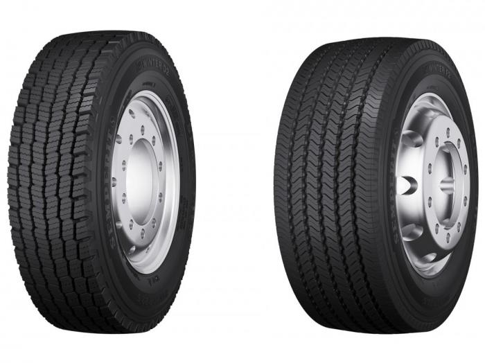 F.v. Drivdekk Semperit Winter F2 og Framdekk Semperit Winter D2