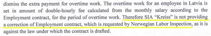 Kilde: Kreiss' svarbrev til Arbeidstilsynet, datert 30.04.2018